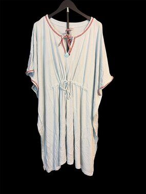 Tommy Bahama Embroidered Kaftan Swim Coverup - Light Blue